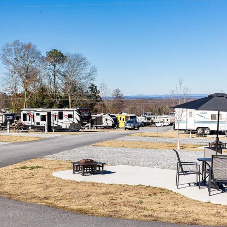 rv sites and paved seating area